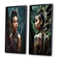 thumbnail image 3 of Designart "Indigenous Chinese Tribal Woman III" Asian Woman Framed Wall Art Set Of 2 - Glam Blue Framed Canvas Set For Living Room Decor, 3 of 6