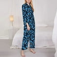 thumbnail image 3 of Pofeuu Blue Butterfly Print Womens Pajamas Set Long Sleeve Sleepwear Button Down Nightwear Soft Pj Lounge Sets Button Down Pajamas Women-XX-Large, 3 of 7