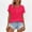 #Red, variant on DPTALR Women's Casual Solid Color Button Round Neck Plus Size Short Sleeve Shirt,Blue,Size XXL