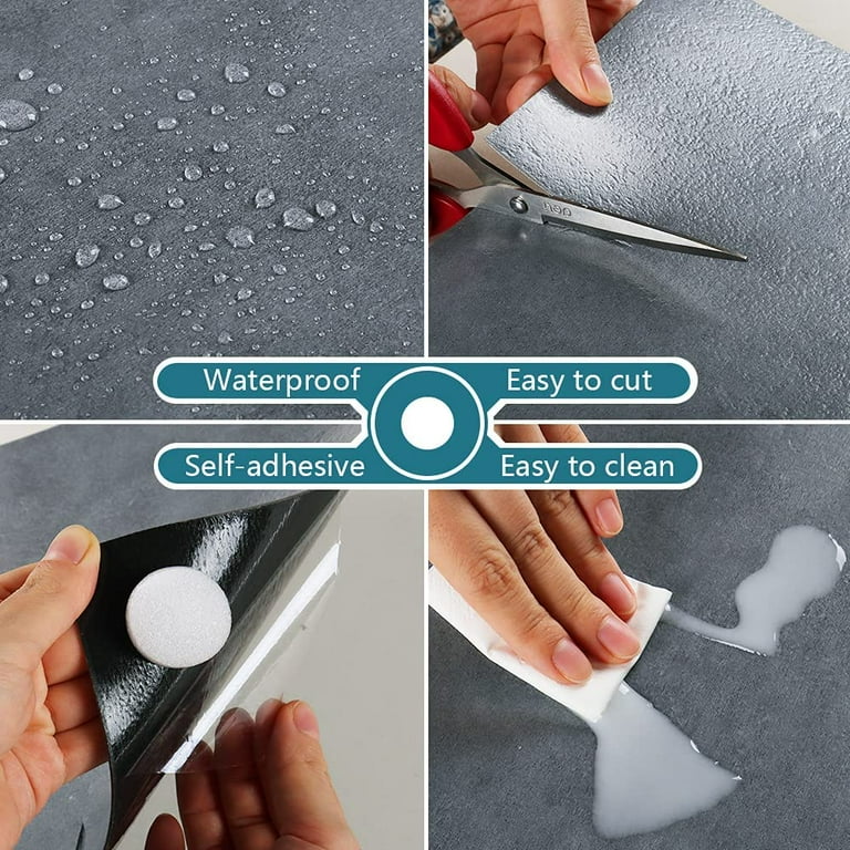 VEELIKE 12''x12'' Peel and Stick Floor Tile Grey Concrete Vinyl Floor Tile  24 Pack Stick on Tile Flooring Waterproof Self Adhesive Removable Grey