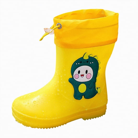 Gvdentm Big Kid Snow Boots Rain Boots for Boys Girls Waterproof Toddler Rain Boots Dress Boots Girls Size 3(Yellow,7)