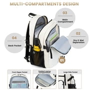 Travel Backpack for Men and Women, Water Resistant College Bookbag, Lightweight School Carry On Back Pack,white