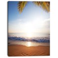 thumbnail image 2 of Deserted Beach with Palm Leaves - Large Seashore Canvas Print, 2 of 3