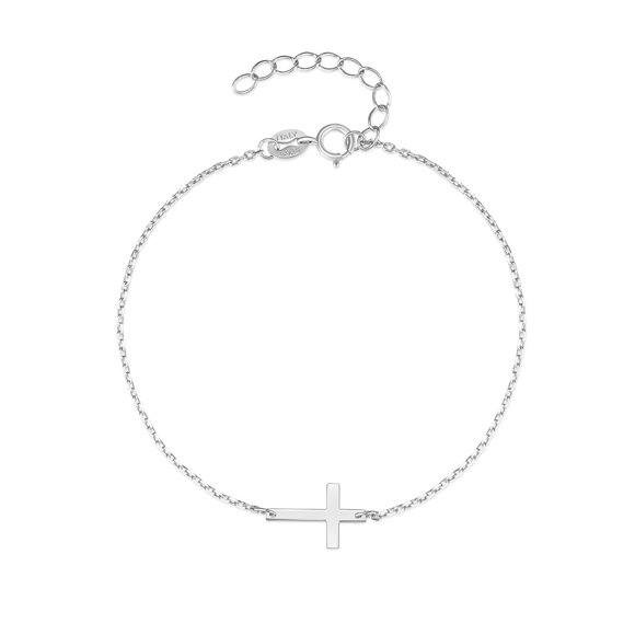 Pulsera de Cruz de plata esterlina para mujeres heshpaws s925, Cruz ajustable, caja de regalo de cinturón de plata esterlina, plata