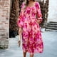 thumbnail image 4 of Vestido Midi de señora Vestido de verano con estampado floral informal Vestido de fiesta de cóctel ajustado Hugtrwg Para estrenar, 4 of 7