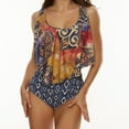 thumbnail image 2 of Two Piece Swimsuits for Women Ruffled Flounce Swimsuit Ruched High Waisted Swimwear Ethnic Print Bathing Suit Bikini, 2 of 4