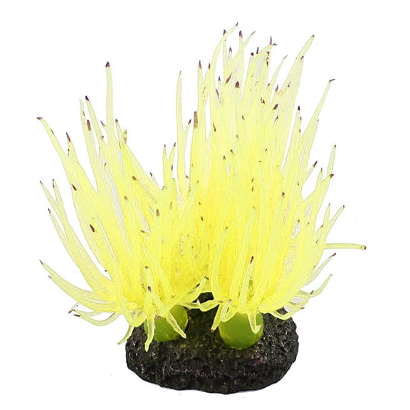 STOBOK Yellow Aquarium Coral Ornament Artificial Sea Anemone for Fish Tank Decoration