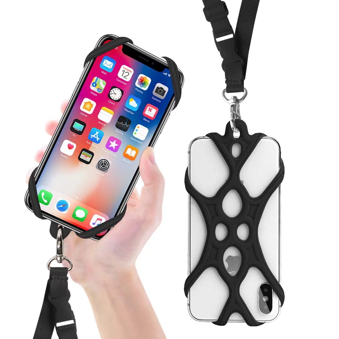 Cordon élastique Tour De Cou Pour Téléphone - Collier Réglable Avec Patchs - Compatible Smartphones - Pour Transports, Voyages, Mains Libres