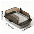 thumbnail image 3 of Cat Litter Box Semi Open High Wall Large Space Kitty Litter Pan with Scoop Spill Guard Open Top Cat Toilet Plastic Gray Litter Tray, 3 of 7