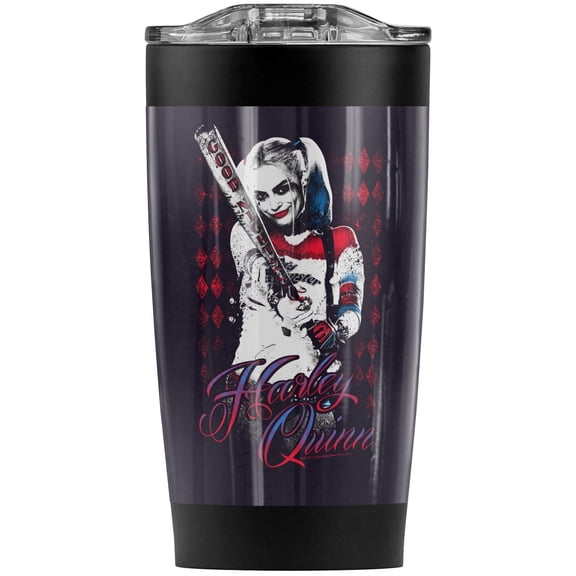 Suicide Squad Harley Quinn Bat Stainless Steel Tumbler 20 oz Coffee Travel Mug/Cup, Vacuum Insulated & Double Wall with Leakproof Sliding Lid | Great for Hot Drinks and Cold Beverages