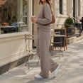 thumbnail image 3 of SUNBS 2 Piece Sets for Women Fall Outfits Lounge Sets Crew Neck High Waist Wide Leg Pants for Travel Airport Casual Clothes, 3 of 9