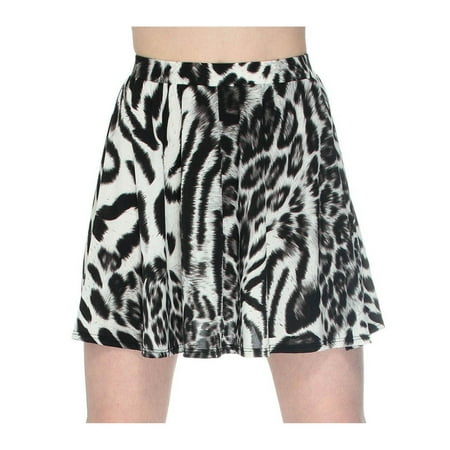 Flared Shorts - New Women Short High Waist Leopard Pritned Skater Flared Mini Short Skirts