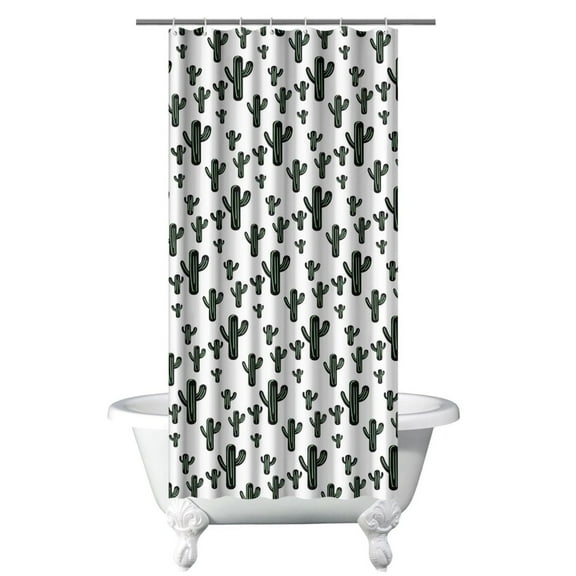 Minimalist Botanical Cactus Shower Curtain 36x72, Aesthetic Succulents, Retro Desert Succulent Design, Quick-Dry Polyester Fiber for Bathroom Decor