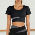 thumbnail image 4 of DAFEI Workout Tank Tops for Women Side Ruched Short Sleeve High Neck Crop Top Summer Athletic Gym Shirts, 4 of 4