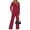 Burgundy, variant on Two Piece Sets for Women Fall Travel Vacation Outfits Pleated Long Sleeve Lounge Sets Wide Leg Pants