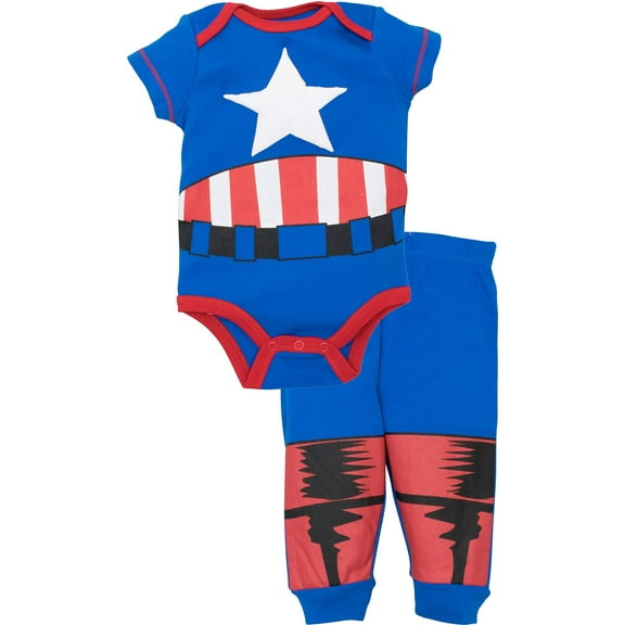 Marvel Avengers Captain America Cosplay Bodysuit and Pants Set Newborn to Infant
