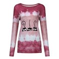 thumbnail image 3 of Hauts d'Été Mignons pour Femmes T-Shirt à Col Rond Patchwork Imprimé Blouse Décontractée Hauts d'Été Mignons pour Femmes en Solde, 3 of 7