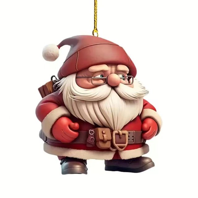Decoración de árbol de Navidad plano acrílico 2D, muñeco de nieve de Papá Noel de dibujos animados, adornos navideños, decoración de fiesta de Navidad Joy 2025(N