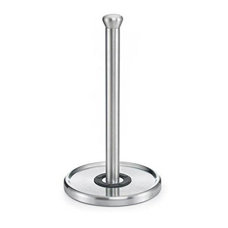 Polder Single Tear Paper Towel Holder, Brushed Stainless Steel with Black