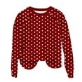 thumbnail image 6 of VEKDONE Women’s Polka Dot Print Sweatshirt Long Sleeve Crewneck Casual Pullover Tops Loose Fit Lightweight Basic Sweatshirts, 6 of 7