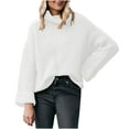 thumbnail image 2 of EGNMCR Chandails pour Femmes Mode Hiver Couleur Unie Manches Longues Col Montant, Cadeaux pour Femmes, 2 of 6