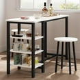 thumbnail image 1 of BeesClover Compact Bar Table and Chairs Set, 3-Piece Space-Saving Dining Set with Large Storage Shelves, Modern Pub Kitchen Furniture for Small Apartment, Office, Breakfast Nook, 1 of 6
