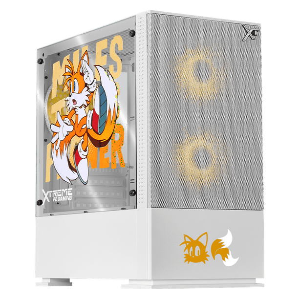 Gabinete XTREME PC GAMING Sonic Tails Comic Edition Mini Torre 3 Fan ARGB Blanco CXTTCAIWT