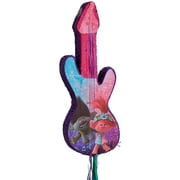 Ya Otta Trolls World Tour Guitar Pull String Pinata, 12 x 31 Inches, Holds 2 Pounds of Filler, Features Poppy and Branch