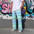 thumbnail image 6 of GrmtClth Mens Cargo Sweatpants Horizontal Stripe Elastic Drawstring Waist Baggy Wide Leg Multi Pocket Jogger Pants Purple Pink L, 6 of 8