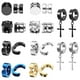 thumbnail image 1 of Pendientes de tuerca de acero inoxidable para hombre y mujer, juego de pendientes con clip sin perforación, pendientes magnéticos, pendientes con clip, aro cruzado negro, 1 of 5