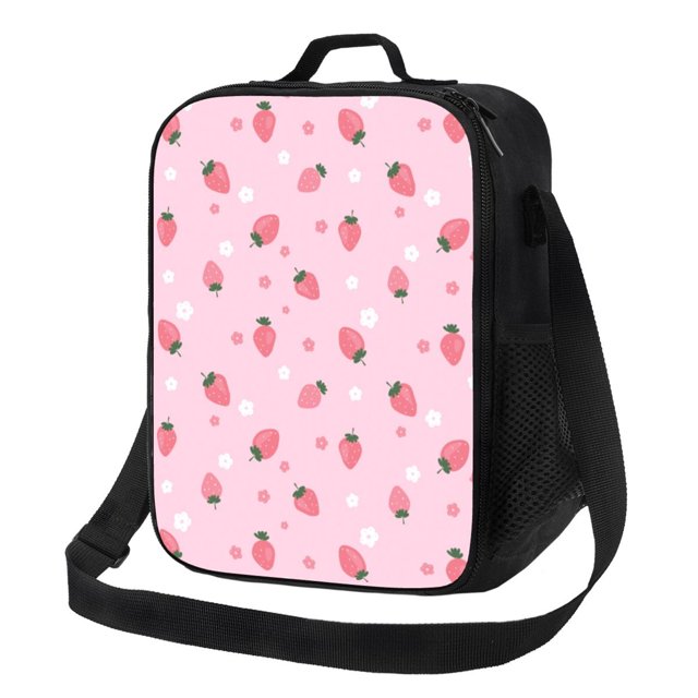 Balery Floral Strawberr Caja de Almuerzo y Bolsa de Almuerzo para Hombres y Mujeres, Bolsa de Almuerzo Reutilizable con Gran Capacidad, Bolsa de Almuerzo Aislada