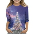thumbnail image 2 of YUNAFFT Garçons et Filles Décontracté Imprimé de Noël Manches 3/4 Col Rond Haut Doux Extensible Mélange Polyester-Spandex Camisole 4-12a Tout-Petits Enfants, 2 of 5