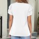 thumbnail image 5 of Blusa de Trabajo de Manga Corta Botón de Manga de Encaje de Color Sólido Blusa Casual 95% Poliéster 5% Spandex, Nuevo Top de Moda para Diario Y Fiesta, 5 of 9