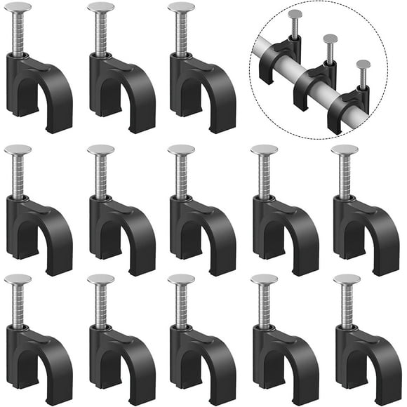 FrostHike Plastic Cable Clamps Nail in Cable Clips 100 Pcs 10mm Cable Wire Clips Cable Tacks Coax Cable Clips Speaker Wire Clips Cable Nails for Cords Ethernet Cable Clips Black RG6 RG59 CAT6 RJ45