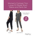 thumbnail image 2 of MeMoi Women's Contrast Trim Loose Fit Modal Short Sleeve and Pants Set - Womens - Female, 3X, Black, 2 of 7