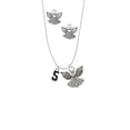 thumbnail image 2 of Delight Jewelry Silvertone Black Number - 5 Silver tone Guardian Angel Charm Necklace and Stud Earrings, 2 of 4