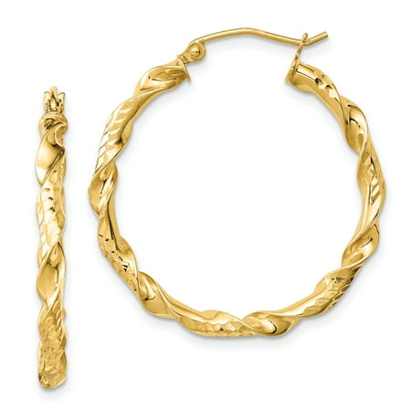 925 Sterling Silver Gold Plated 3x30mm Twisted Hoop Earrings Ear Hoops Set