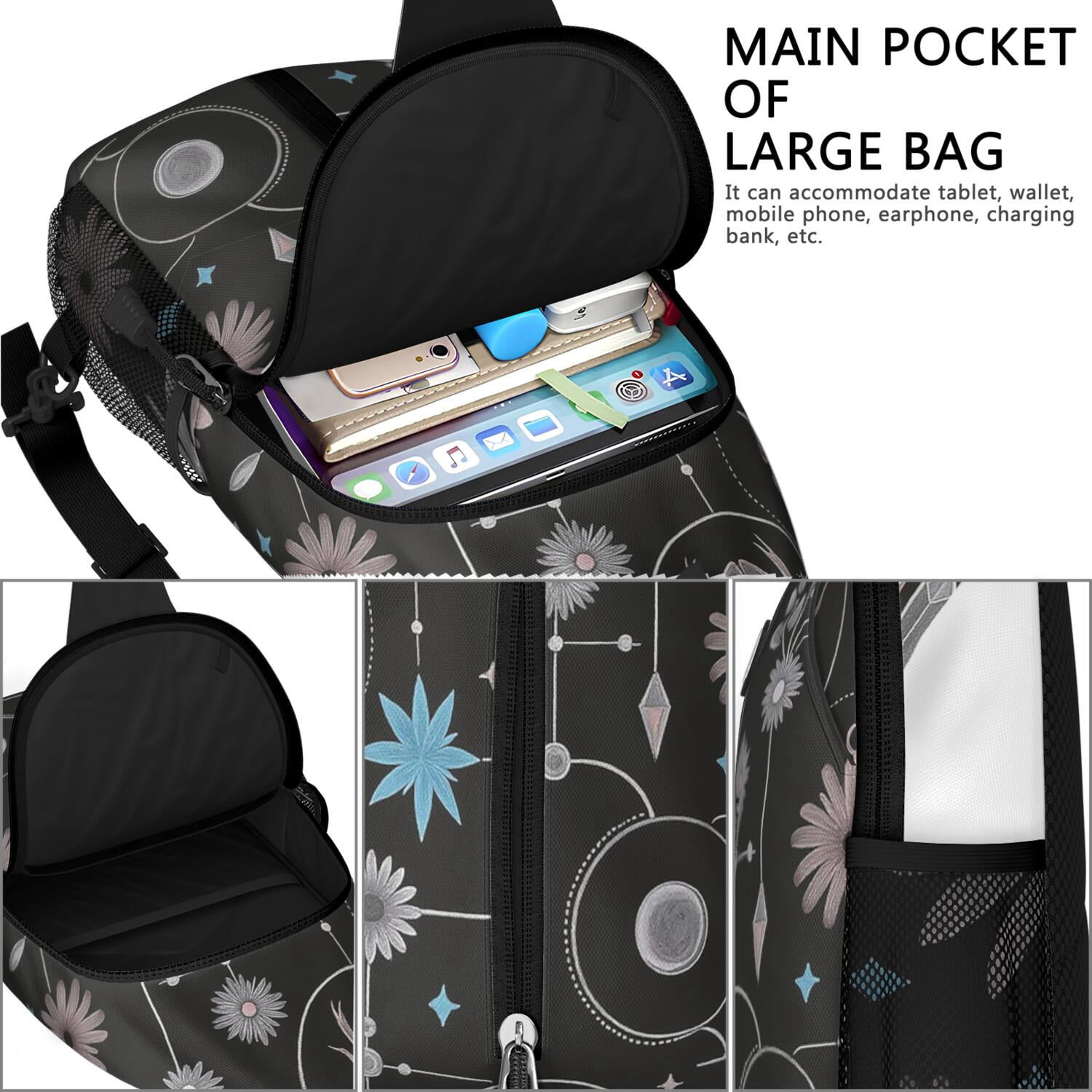 Gothic Butterfly Moon Crossbody Sling Bag for Women Men Travel Sling Bag Casual Bag for Traveling Office Small Travel Backpack Gym Sports Travel Hiking Daypack