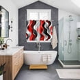 thumbnail image 3 of Red Black Grey Kitchen Curtains 63 Inch Length, Geometric Moire Artwork Modern Abstract Grommet Top Bedroom Living Room Curtains, Light Filtering Cafe Curtain Drapes 2 Panels Set 104''x63'', 3 of 9