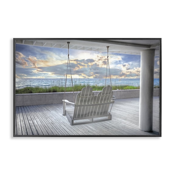 Stupell Industries Swing At The Beach Black Framed Giclee Art design by Celebrate Life Gallery, 12 x 18