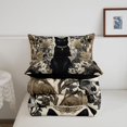thumbnail image 5 of Homewish Skull Black Cat Twin Comforter Sets,Vintage Flowers Bedding Set,Cream Black,Halloween Duvet,Black Reversible,2pcs,1 Comforter and 1 Pillowcase, 5 of 7