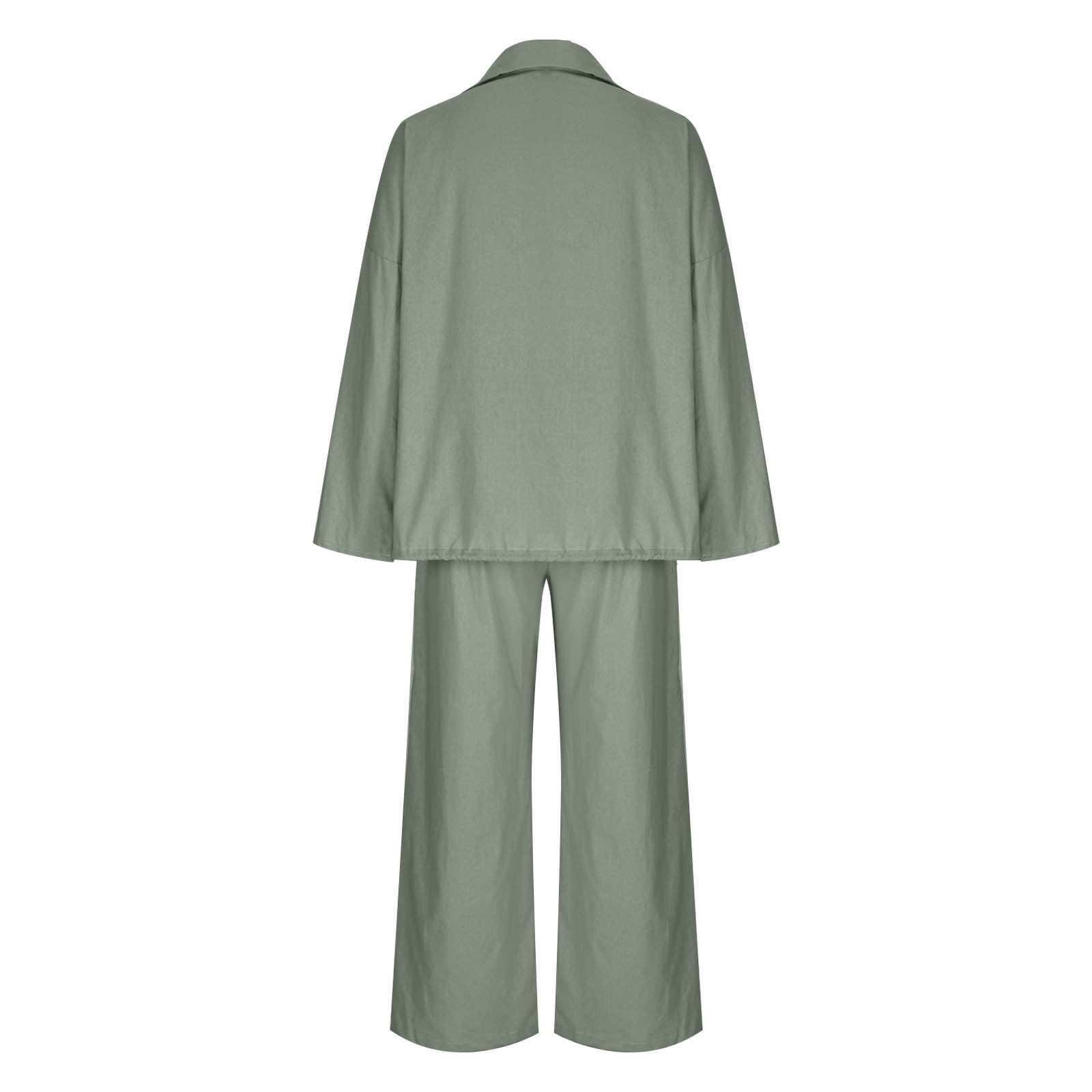 Ensemble Chemise + Pantalon Femme Grande Taille - Tenue Décontractée Chic - Manches Longues Col V - Coupe Ample - Printemps/Été 2025