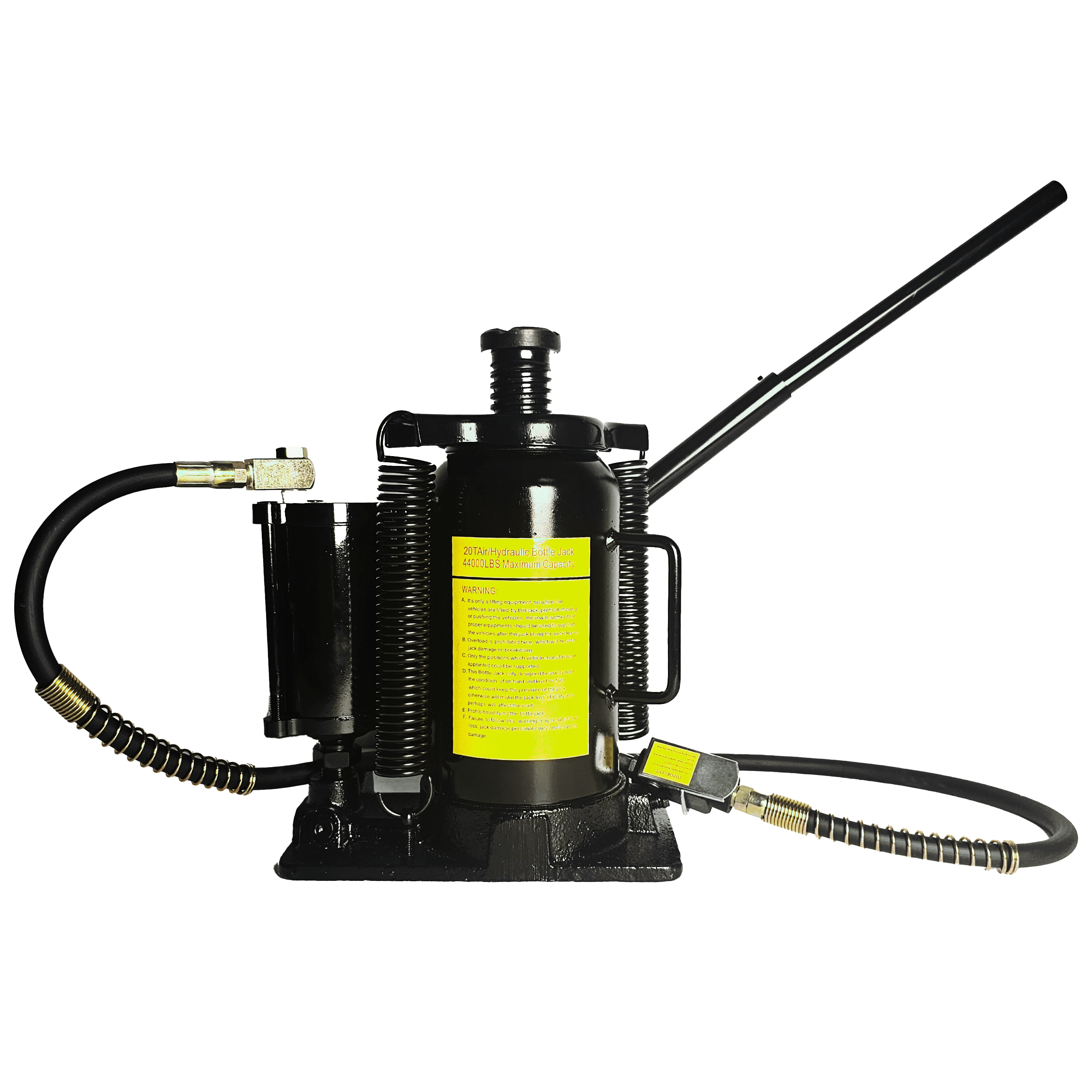 Heavy-Duty 20-Ton Air Hydraulic Bottle Jack with 10.23 to 20.07 Inch Lifting Range, Jack for Truck and Auto Repair, Black
