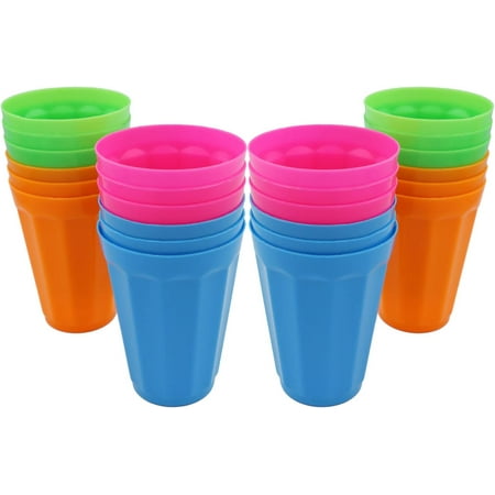 

24Pcs Reusable Plastic Cups - Colorful Cups with Storage Mesh Bag