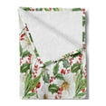 thumbnail image 2 of Watercolor Soft Flannel Fleece Blanket, Christmas Themed Floral Poinsettia Berries Winter Inspirations Leaf, Cozy Plush for Indoor and Outdoor Use, 60" x 80", Vermilion Yellow Green, by Ambesonne, 2 of 5