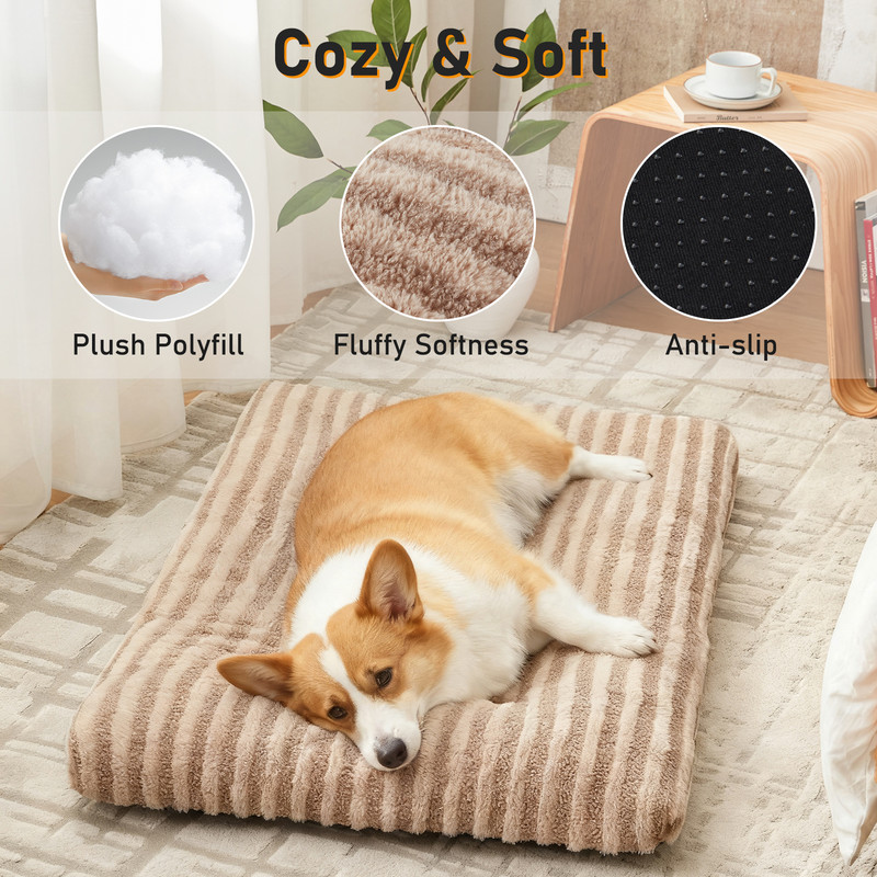 Dog Crate Beds for Medium Sized Dogs, Large dog bed, Washable Dogs Pillow, Pet Kennel Pillow, Pet Bed, Beige, 35inch