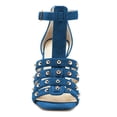 thumbnail image 2 of YDN Women Studded Open Toe Gladiator Sandals T-Strap Stiletto High Heel Zipper Sandals Prom Dress Daily Shoes Size 6.5 Blue, 2 of 4