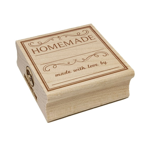 Filigree Homemade Made With Love By Fill In Jam Jelly Jar Square Rubber Stamp Stamping Scrapbooking Crafting - Small 1.25in