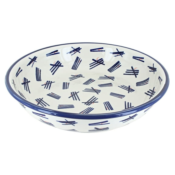 Blue Rose Polish Pottery Zoe Large Shallow Serving Bowl
