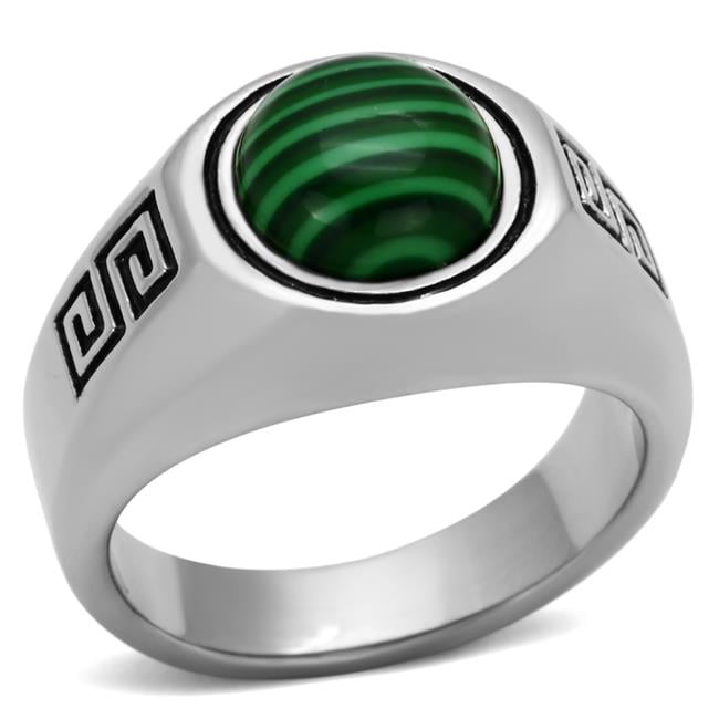 Details about   Men's 0.84ct Round Synthetic Emerald Stainless High Polished Ring TK496 
